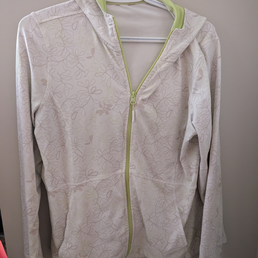 2/22$ Floral Zip-Up Hoodie with Lime Accents